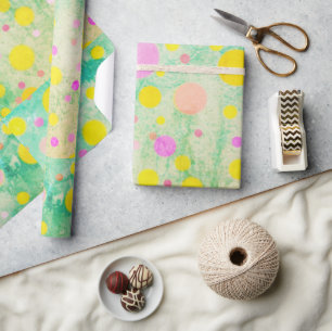 Pastellkreise auf grünem Hintergrund Hell Geschenkpapier
