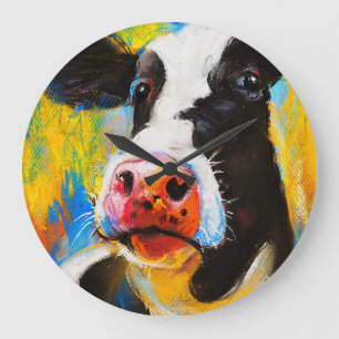 Pastellkuh Portrait Moderne Malerei Große Wanduhr