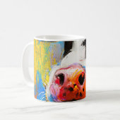 Pastellkuh Portrait Moderne Malerei Kaffeetasse (Vorderseite Links)