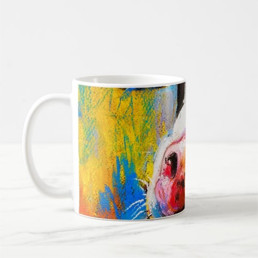Pastellkuh Portrait Moderne Malerei Kaffeetasse (Links)