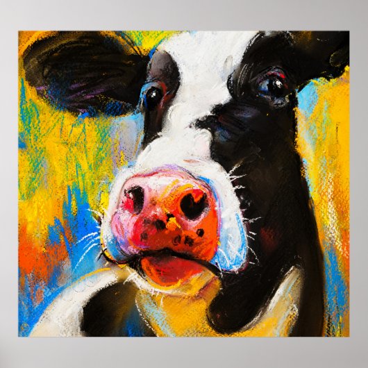 Pastellkuh Portrait Moderne Malerei Poster (Vorne)