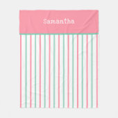 Pastelllachs Pink Aquamarin grüne Streifen Name Fleecedecke (Vorderseite)