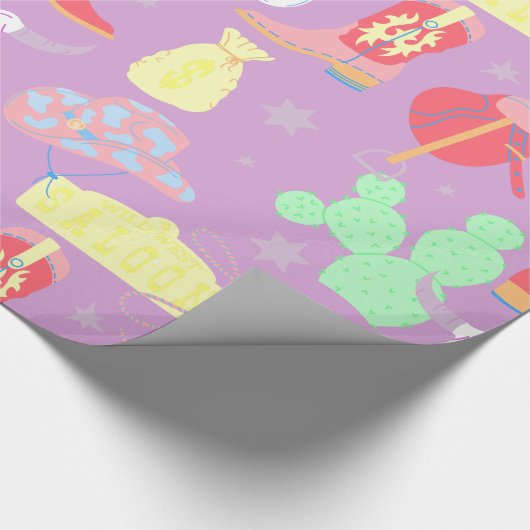 Pastellmädchen-Wildwest-Salon Geschenkpapier (Ecke)
