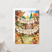 Pastellmagische Jahreszeit Herbst glücklich Geburt Karte (Vorderseite/Rückseite Beispiel)