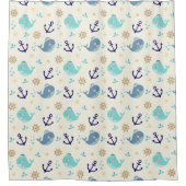 Pastellmeer-Lebewesen - Niedliches Ozeanmuster Duschvorhang (Vorderseite)