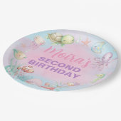 Pastellmeerleben Mädchen Geburtstagszeitung Teller (Schrägansicht)