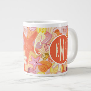 Pastellmonogramm der seegeschöpf-  Jumbo-Tasse