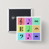 Pastellmusiksymbole Button (Vorne & Hinten)