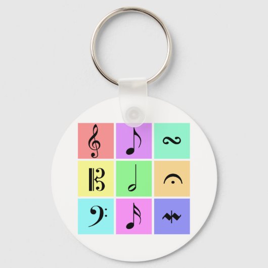 Pastellmusiksymbole Schlüsselanhänger (Vorderseite)