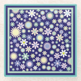Pastellmuster Blume Gerahmtes Land Glasuntersetzer