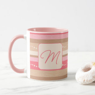 Pastellmuster für Monogramm und Streifen Tasse