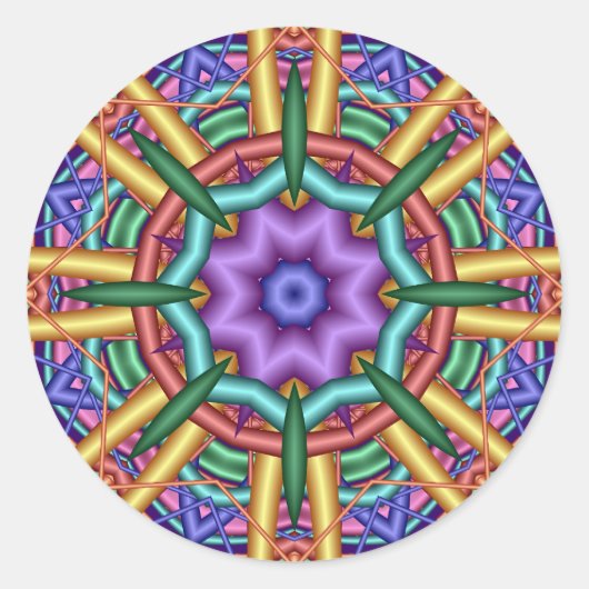 Pastellmuster Kaleidoskop Runder Aufkleber (Vorderseite)