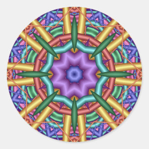 Pastellmuster Kaleidoskop Runder Aufkleber