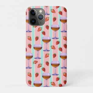 Pastellmuster mit Weingläsern und Erdbeeren Case-Mate iPhone Hülle