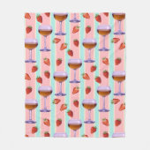 Pastellmuster mit Weingläsern und Erdbeeren Fleecedecke (Vorderseite)