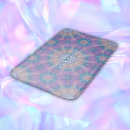 Pastellmutter Perlmuster Name Monogramm | Badematte