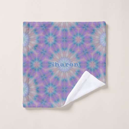 Pastellmutter Perlmuster Name Monogramm | Badhandtuch Set (Waschlappen)