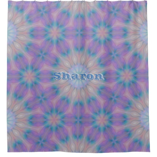 Pastellmutter Perlmuster Name Monogramm | Duschvorhang (Vorderseite)