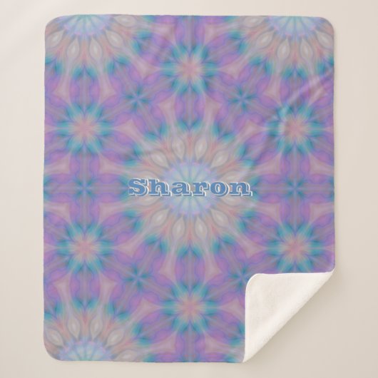 Pastellmutter Perlmuster Name Monogramm | Sherpadecke (Vorderseite)