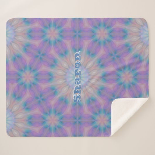 Pastellmutter Perlmuster Name Monogramm | Sherpadecke (Vorderseite (Horizontal))