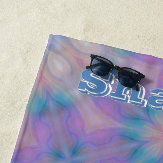 Pastellmutter Perlmuster Name Monogramm | Strandtuch (Beispiel)