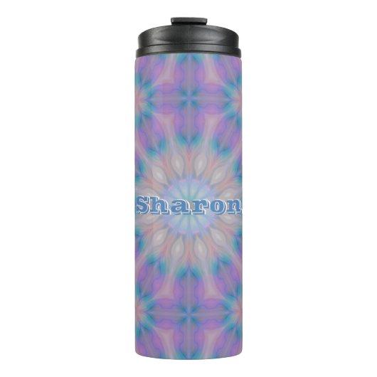 Pastellmutter Perlmuster Name Monogramm | Thermosbecher (Vorderseite)