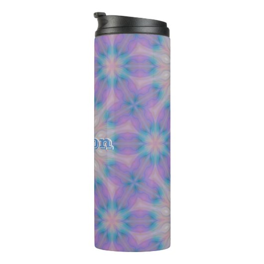 Pastellmutter Perlmuster Name Monogramm | Thermosbecher (Nach rechts gedreht)