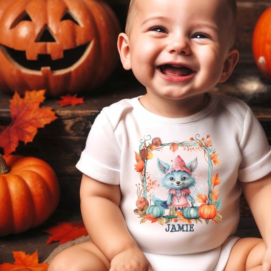 Pastellname Niedlich Blue Fox Pumpkin Patch Hallow Baby Strampler