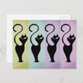 Pastello Cats Black Silhouette Postkarte (Vorne/Hinten)