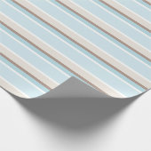 PastellOcean Blau Beige Braun Weiße Streifen Muste Geschenkpapier (Ecke)