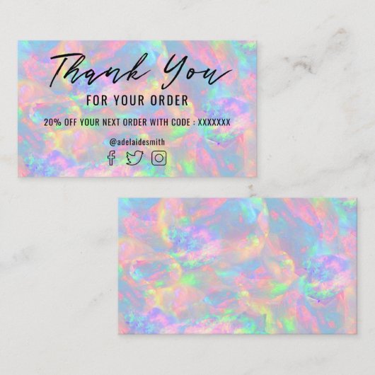 Pastellopal Textur danke Ihnen Visitenkarte (Vorne/Hinten)