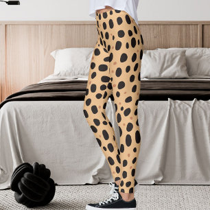 Pastellorange Dunkelgraue Punkte Safari Leopardend Leggings