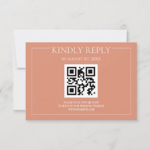 Pastellorange elegante moderne Hochzeit RSVP Karte