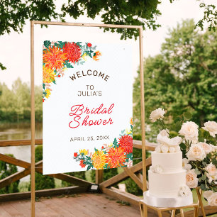 Pastellorange Frühlings-Dahlien-Blumen-Braut-Showe Poster