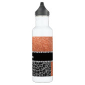 Pastellorange Glitzer schwarzer Leopard Trinkflasche (Rechts)