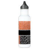 Pastellorange Glitzer schwarzer Leopard Trinkflasche (Links)