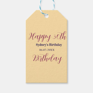 Pastellorange glücklicher 30. Geburtstag Name Datu Geschenkanhänger