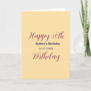 Pastellorange glücklicher 30. Geburtstag Name Datu Karte
