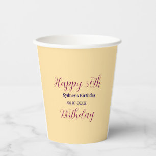 Pastellorange glücklicher 30. Geburtstag Name Datu Pappbecher