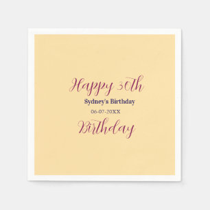Pastellorange glücklicher 30. Geburtstag Name Datu Serviette