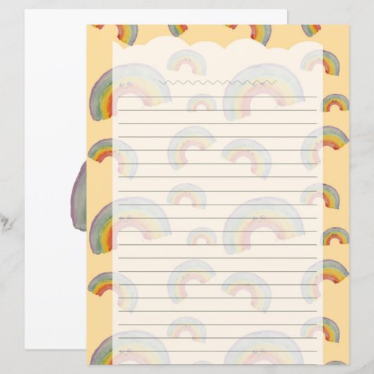 Pastellorange Kawaii Regenbogen Schreibwarenpapier (Vorne/Hinten)