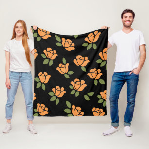 Pastellorange und Olivgrün Fleecedecke