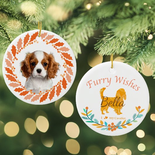 Pastelloranger Cavalier King Charles Spaniel Keramik Ornament