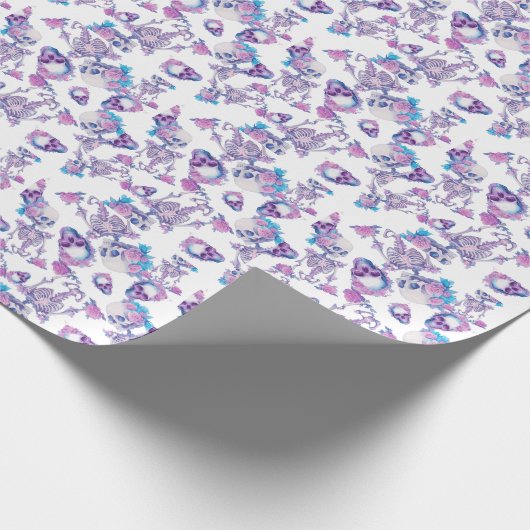 Pastelloween Skulls Geschenkpapier (Ecke)