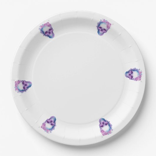 Pastelloween Skulls Pappteller (Vorderseite)