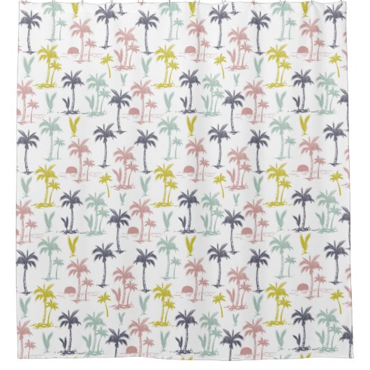 Pastellpalme durch das Strand-Muster Duschvorhang (Vorderseite)