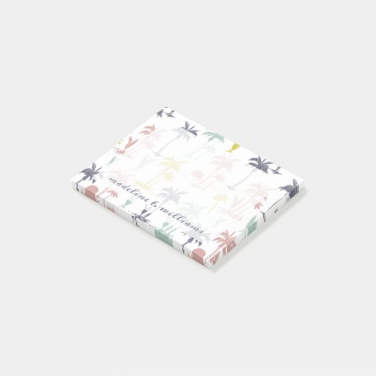 Pastellpalme durch das Strand-Muster Post-it Klebezettel (angewinkelt)