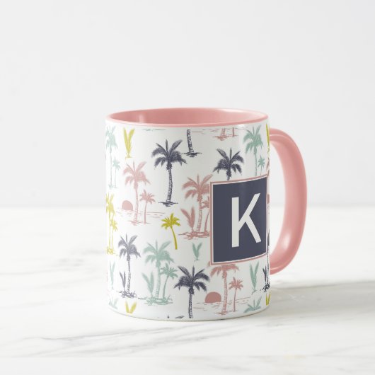 Pastellpalme durch das Strand-Muster Tasse (VorderseiteRechts)