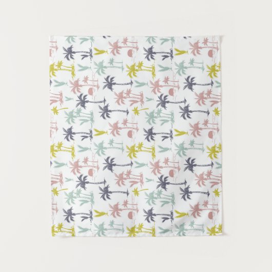 Pastellpalme durch das Strand-Muster Wandteppich (Vorderseite)