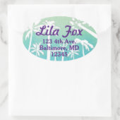 Pastellpalmen: Ovaler Aufkleber (Tasche)